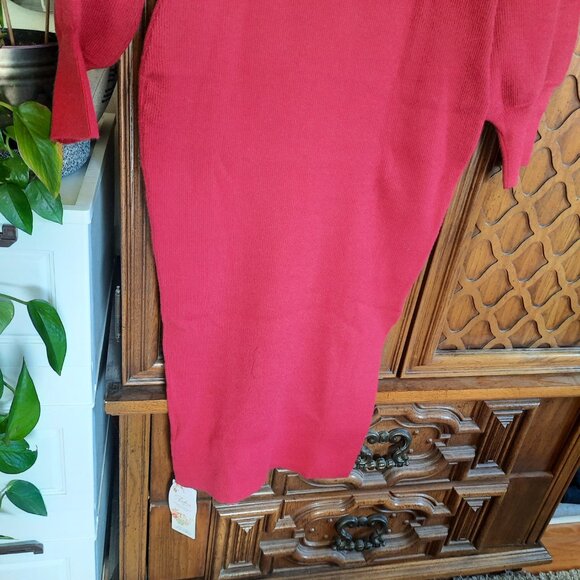 Red V Neck Latern Sleeve Side Slit Maternity Sweater Dress NWT! - Size M - Picture 11 of 15